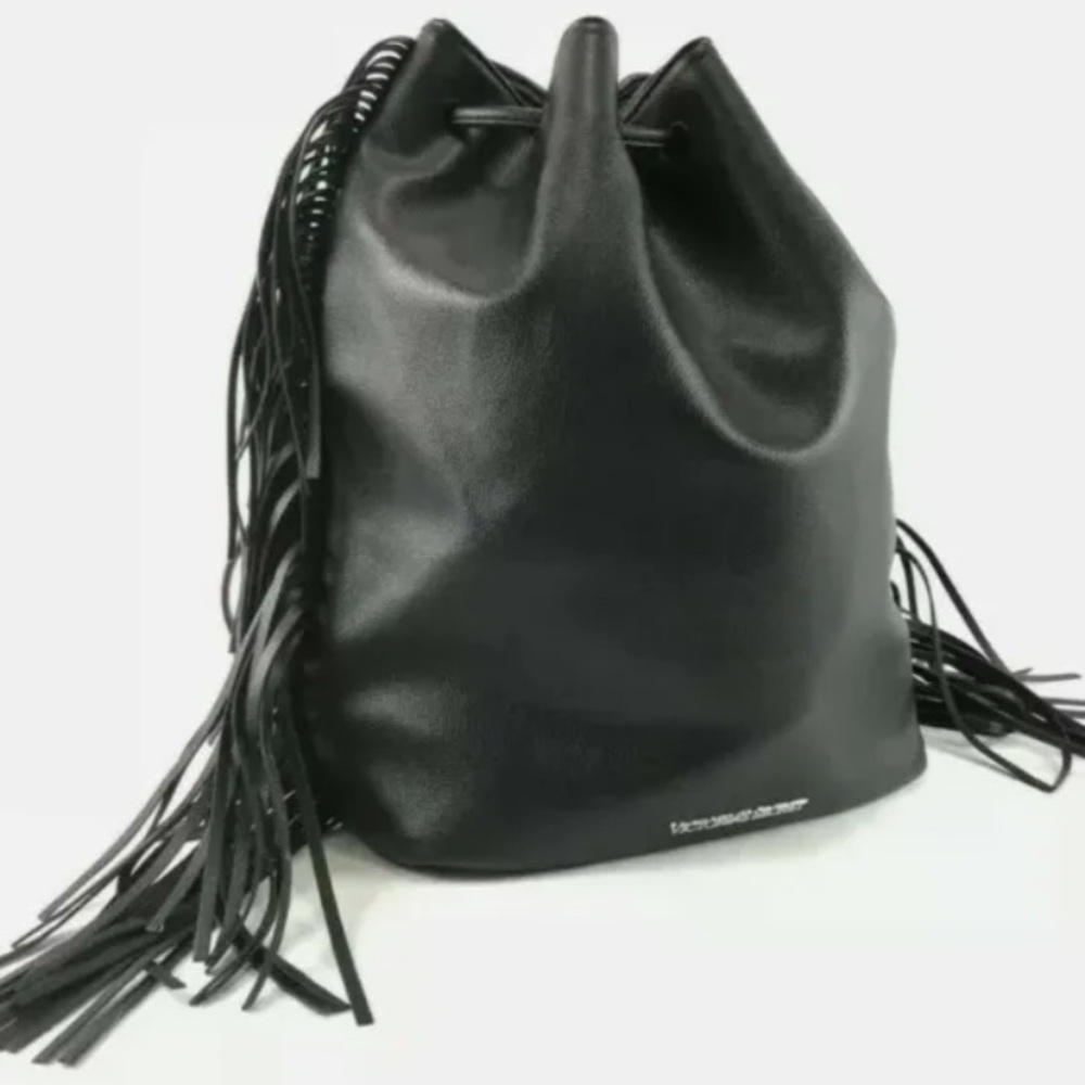 NWOT Victoria’s Secret Fashion Show Fringed Backpack Purse, Black, Nice